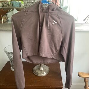 Gymshark Women's Cropped Hoodie - Brown and Size Small